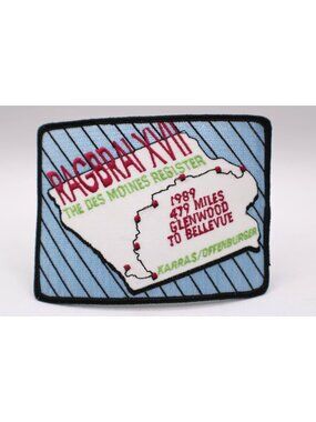Vintage 1989 Ragbrai Bicycle Route Embroidered Patch Iowa Cycling Event Bicycle
